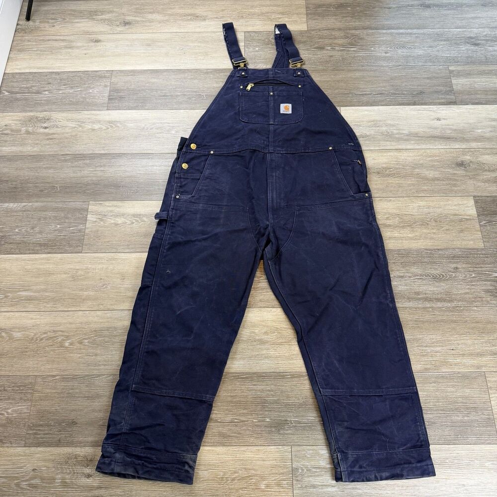 Carhartt Overalls Mens 44x30 Blue Duck Canvas Bib Workwear Carpenter 102776-412